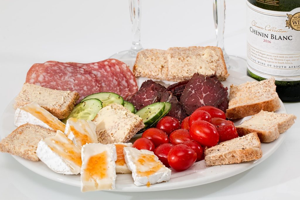 hors doeuvre, starters, appetizers, charcuterie, delicatessen, food platter, catering, cheese, salami, smoked beef, tomato, snack, bread, plate, cuisine, protein, antipasto, meat, tasty, platter, assortment, appetite, finger food, buffet, canapes, nourishment, nutrition, protein, protein, protein, protein, protein